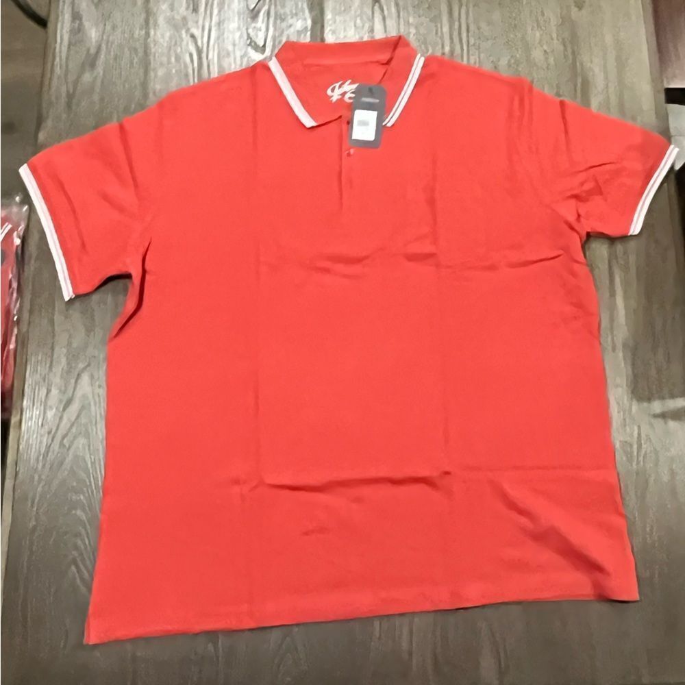 NWT Johnny Bigg Harper Tipped Pique Polo Shirt Tangerine - Size 5X
